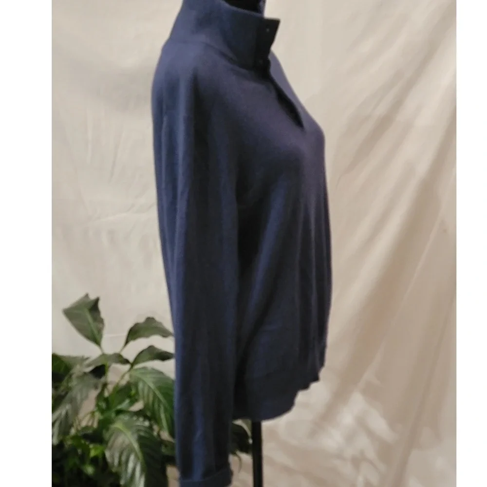 Banana Republic Mens Navy Blue Mock Neck Button‎ Placket Knit Sweater Large